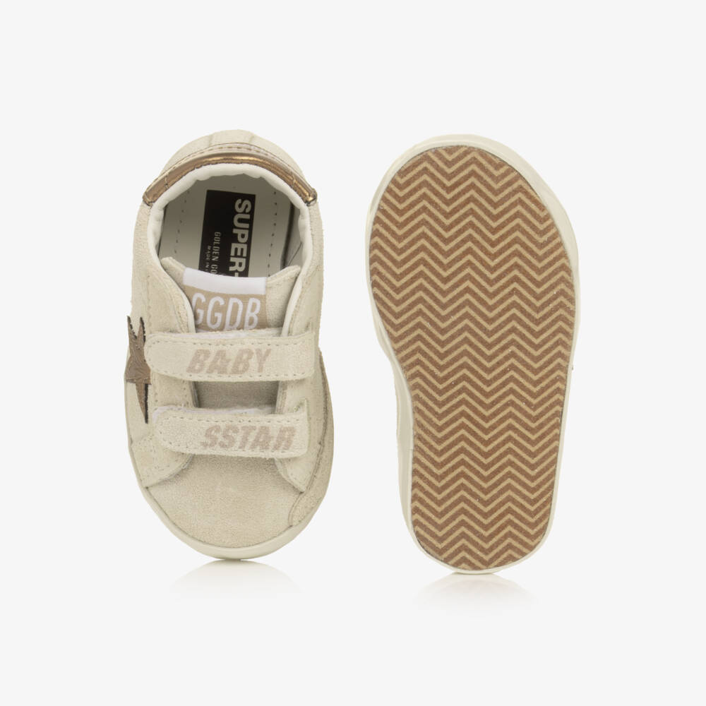 Golden Goose-Beige Suede Leather Baby Pre-Walker Trainers | Childrensalon