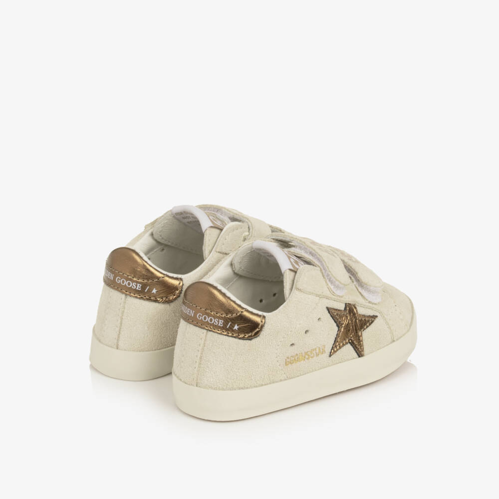 Golden Goose-Beige Suede Leather Baby Pre-Walker Trainers | Childrensalon