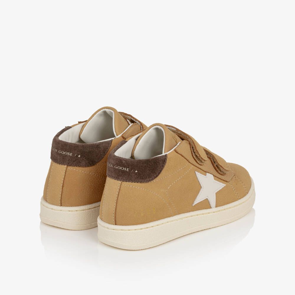 Golden Goose-Boys Beige Leather June Ballstar Trainers | Childrensalon