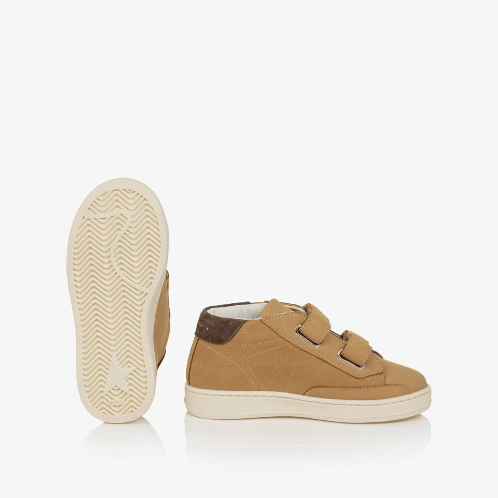 Golden Goose-Boys Beige Leather June Ballstar Trainers | Childrensalon