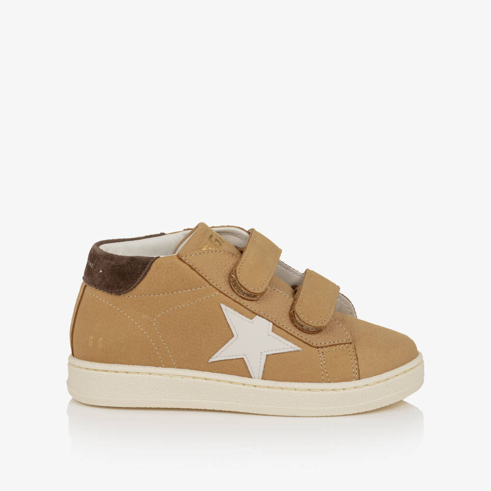 Golden Goose-Boys Beige Leather June Ballstar Trainers | Childrensalon
