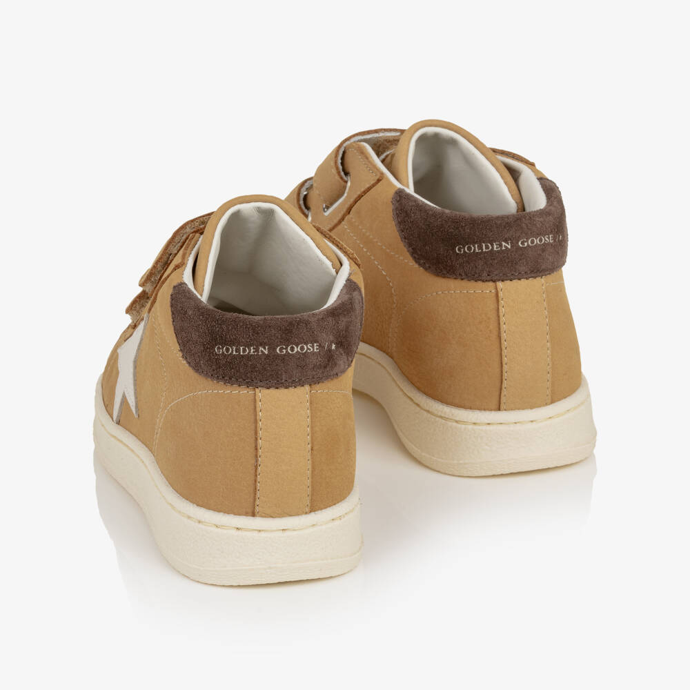 Golden Goose-Boys Beige Leather June Ballstar Trainers | Childrensalon