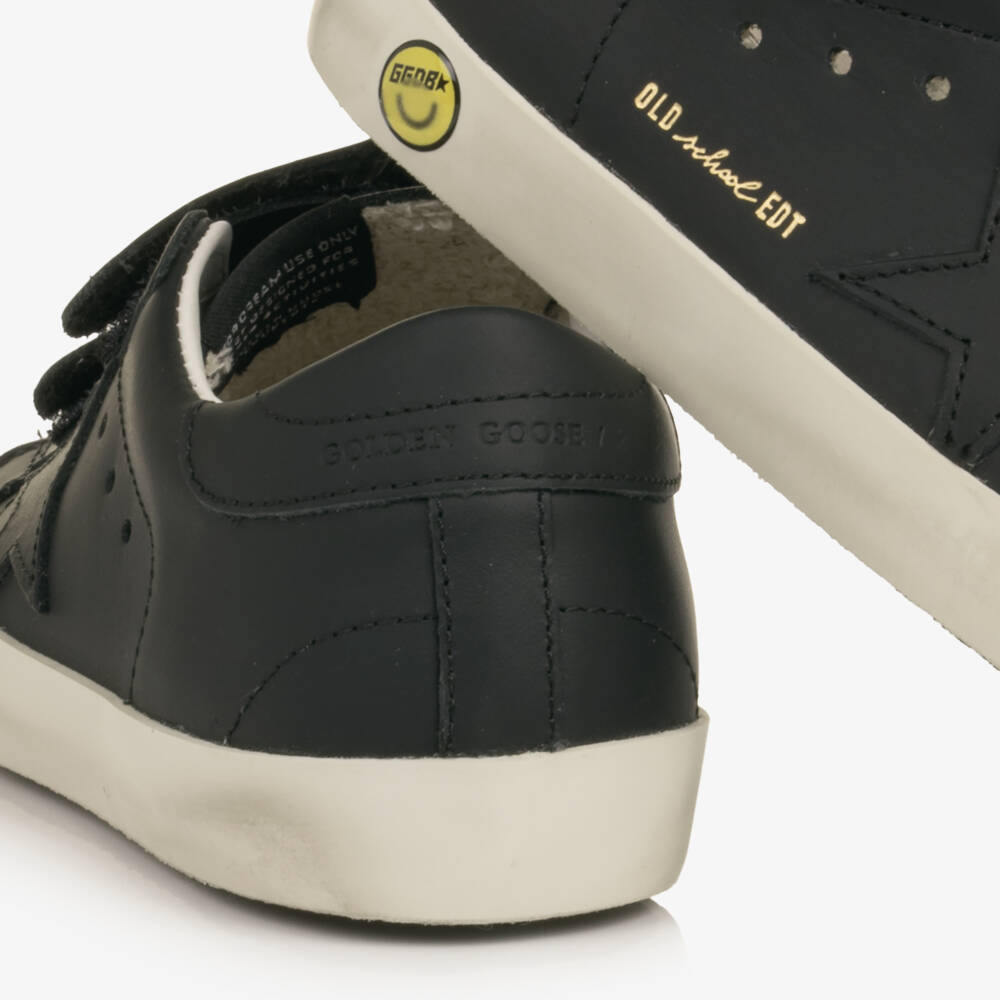 Golden Goose-Boys Black Old School Leather Trainers | Childrensalon