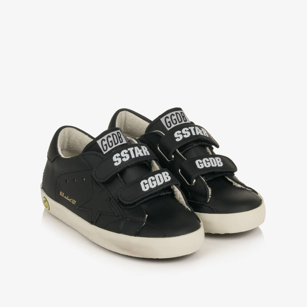 Golden Goose-Boys Black Old School Leather Trainers | Childrensalon