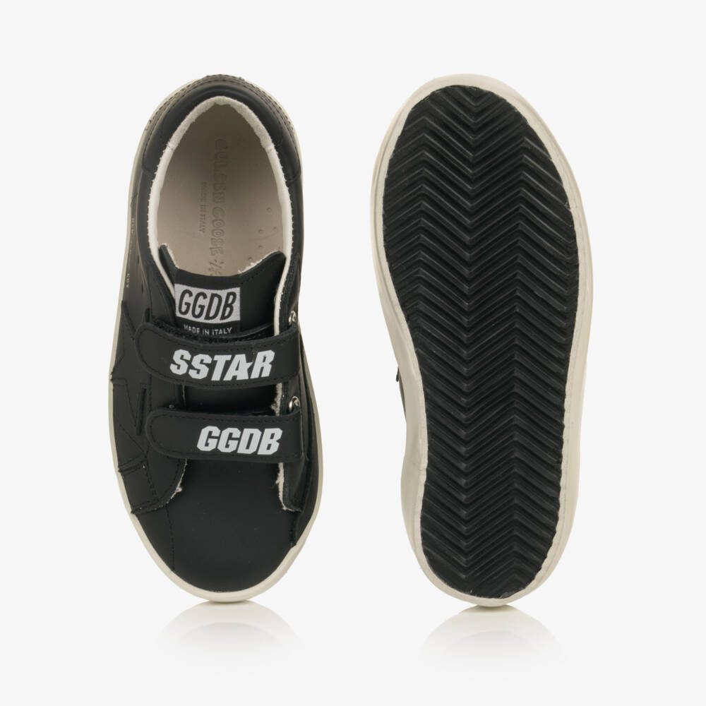 Golden Goose-Boys Black Old School Leather Trainers | Childrensalon