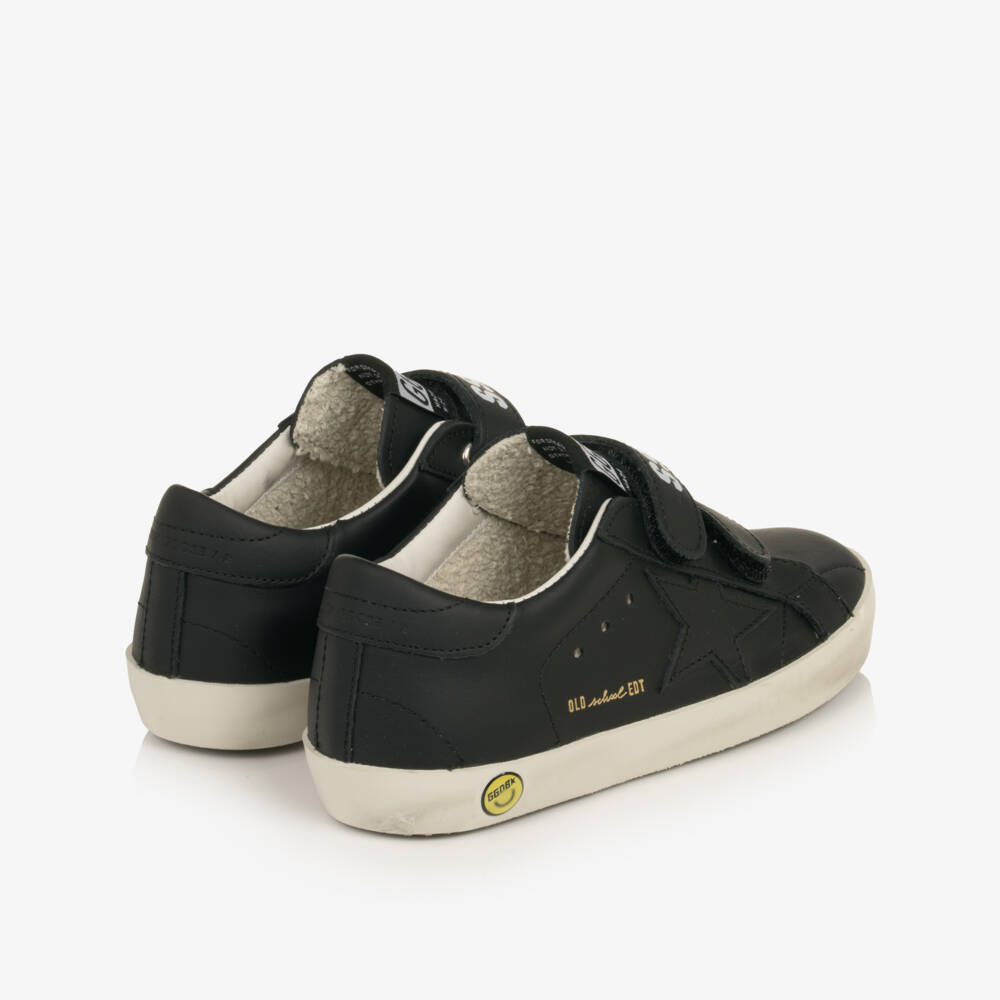 Golden Goose-Boys Black Old School Leather Trainers | Childrensalon