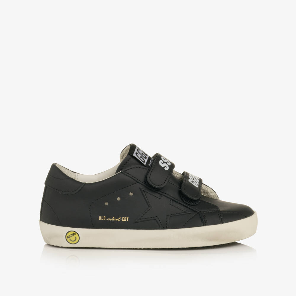 Golden Goose-Boys Black Old School Leather Trainers | Childrensalon