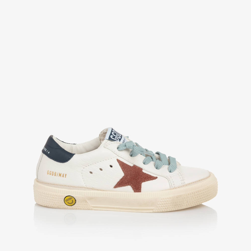 Golden Goose-حذاء رياضي برباط جلد لون أبيض للأولاد | Childrensalon
