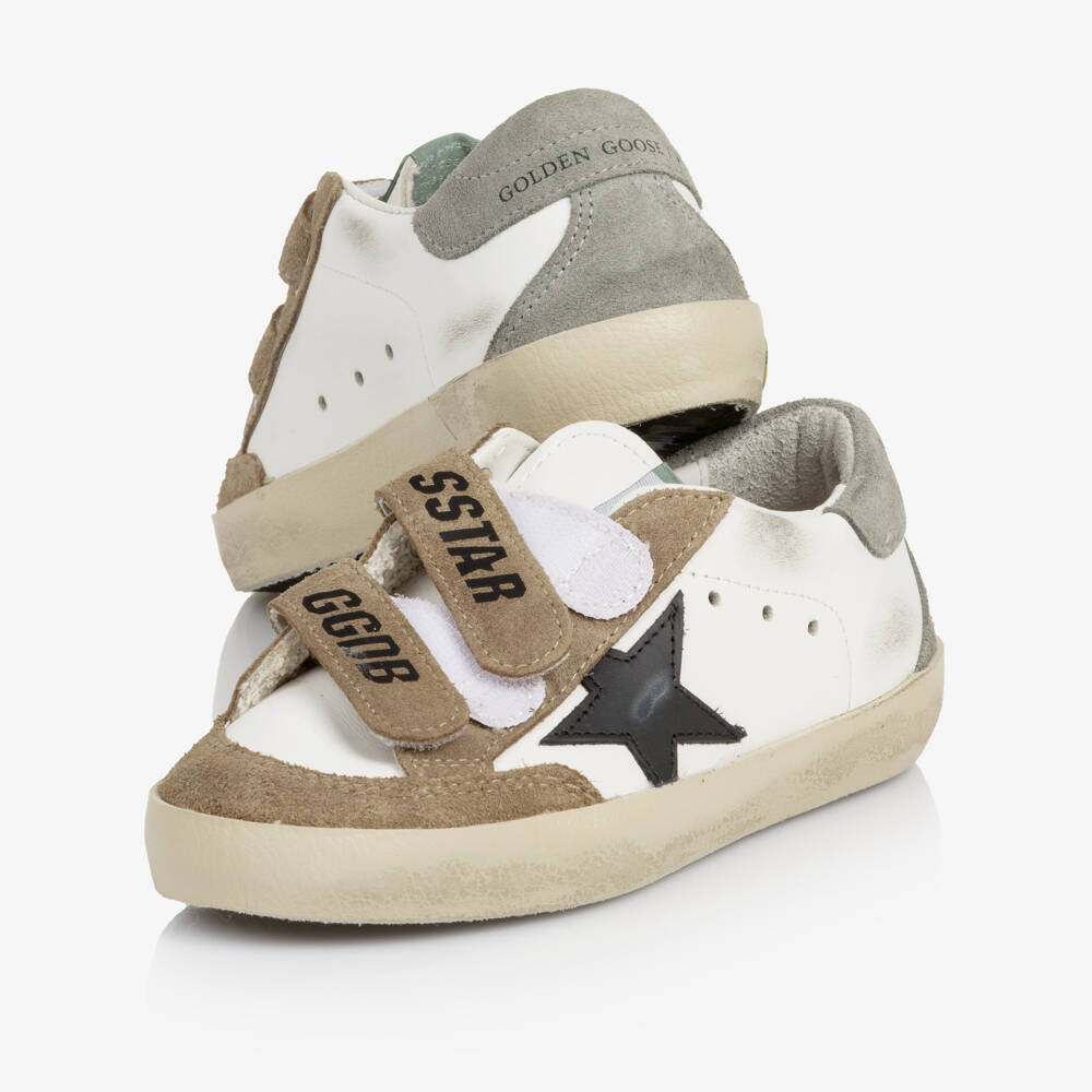 Golden Goose-Boys White Leather & Brown Suede Old School Trainers | Childrensalon