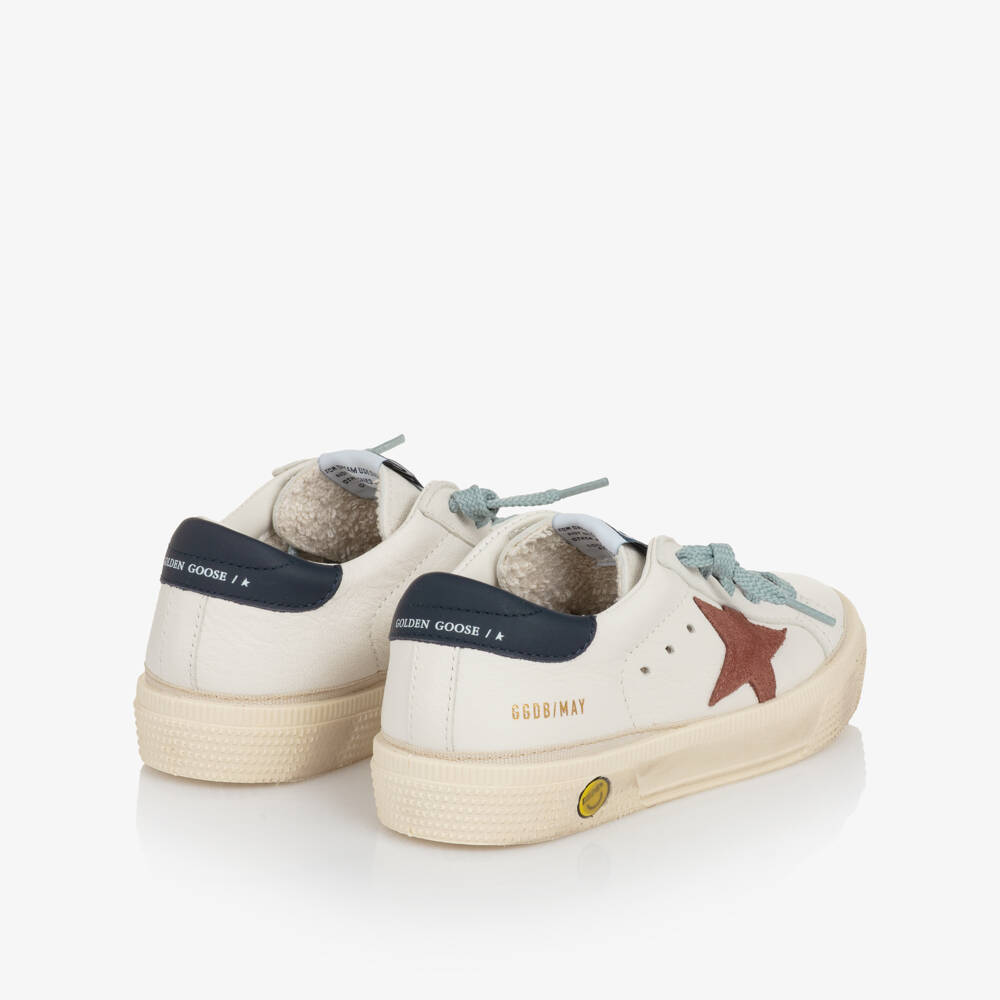 Golden Goose-Boys White Leather Lace-Up Trainers | Childrensalon