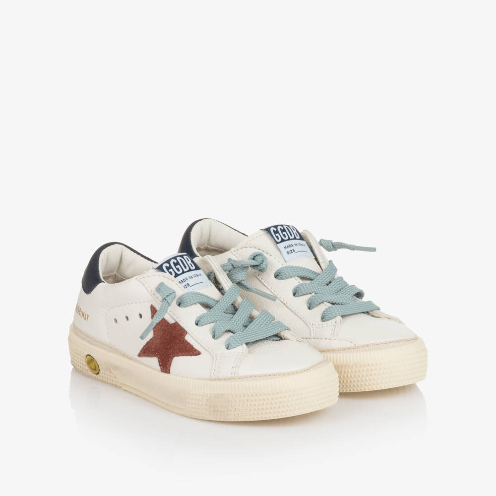 Golden Goose-Boys White Leather Lace-Up Trainers | Childrensalon