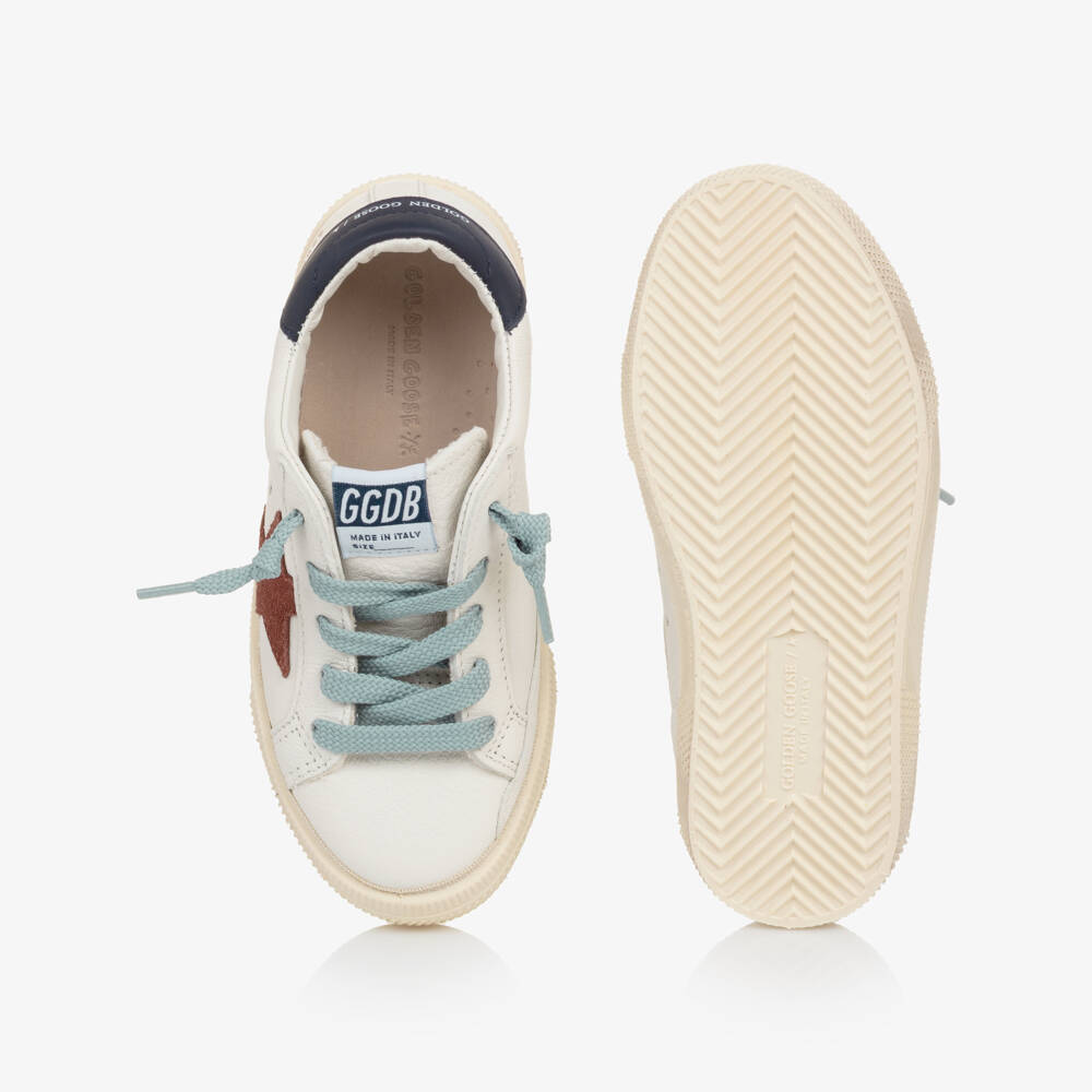 Golden Goose-Boys White Leather Lace-Up Trainers | Childrensalon