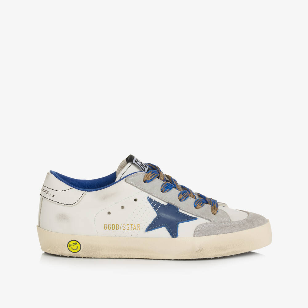 Golden Goose-Boys White Leather Super-Star Trainers | Childrensalon