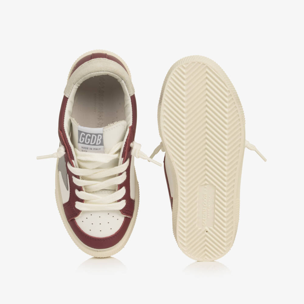 Golden Goose-Boys White & Red Leather May Trainers | Childrensalon