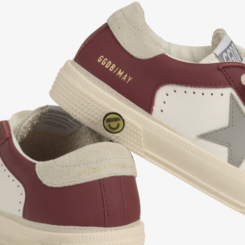 Golden Goose-Boys White & Red Leather May Trainers | Childrensalon