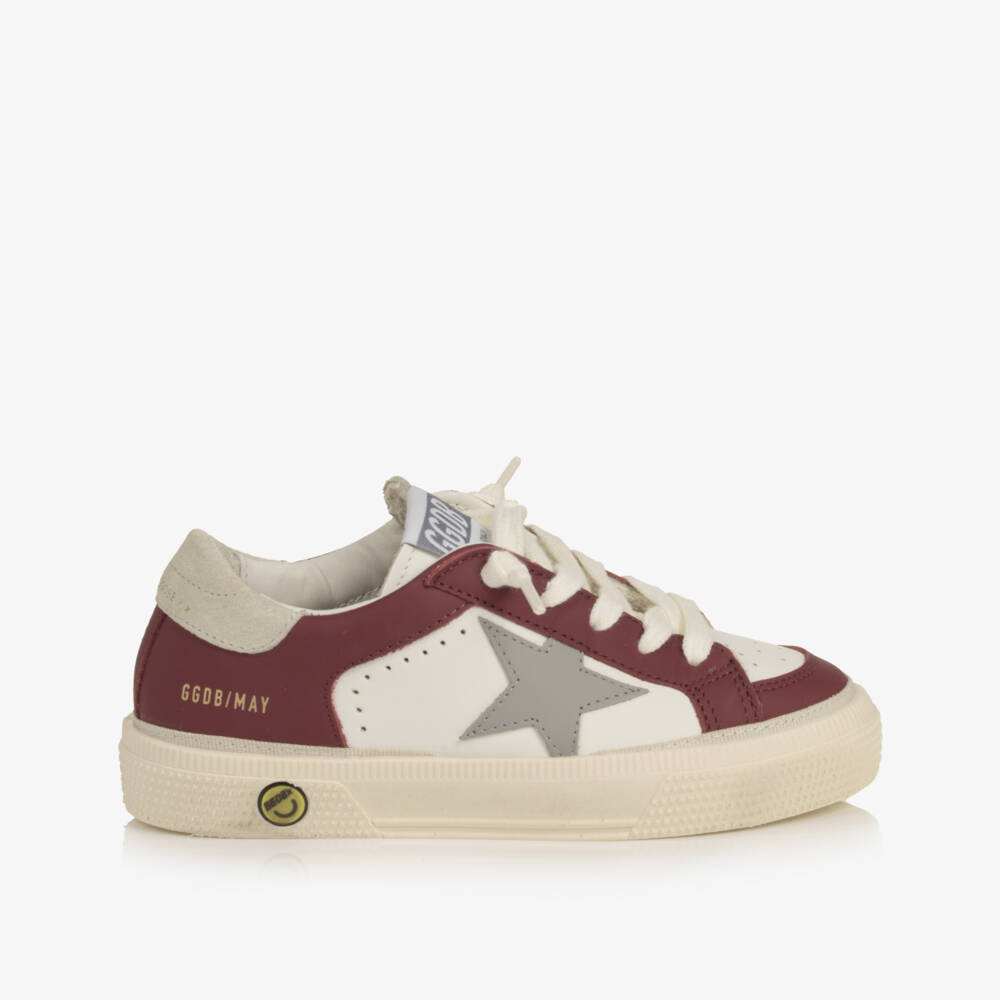 Golden Goose-Boys White & Red Leather May Trainers | Childrensalon