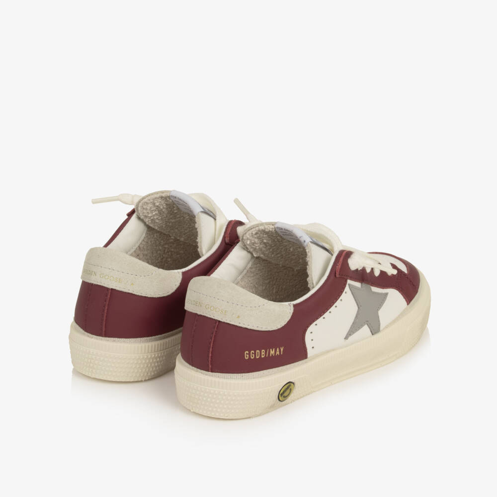 Golden Goose-Boys White & Red Leather May Trainers | Childrensalon