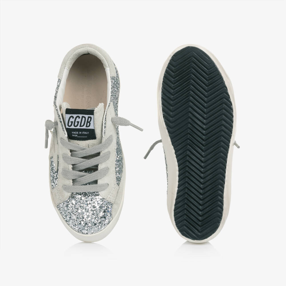 Golden Goose-حذاء رياضي جلد لون فضي للبنات | Childrensalon