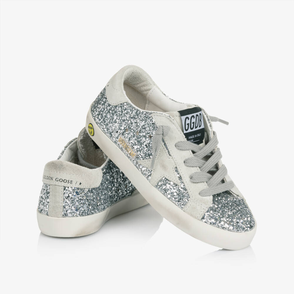 Golden Goose-حذاء رياضي جلد لون فضي للبنات | Childrensalon