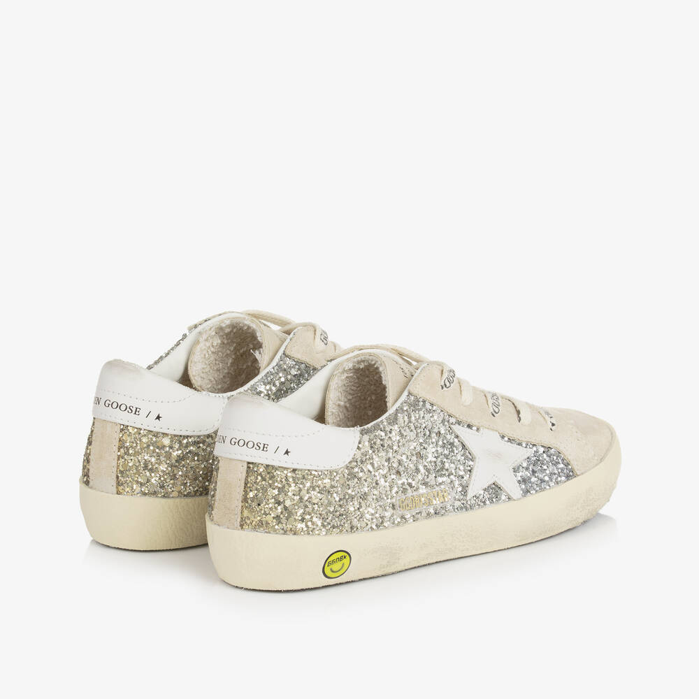 Golden Goose - Girls Silver & Gold Glitter Super-Star Golden Goose - Girls Silver & Gold Glitter Super-Star