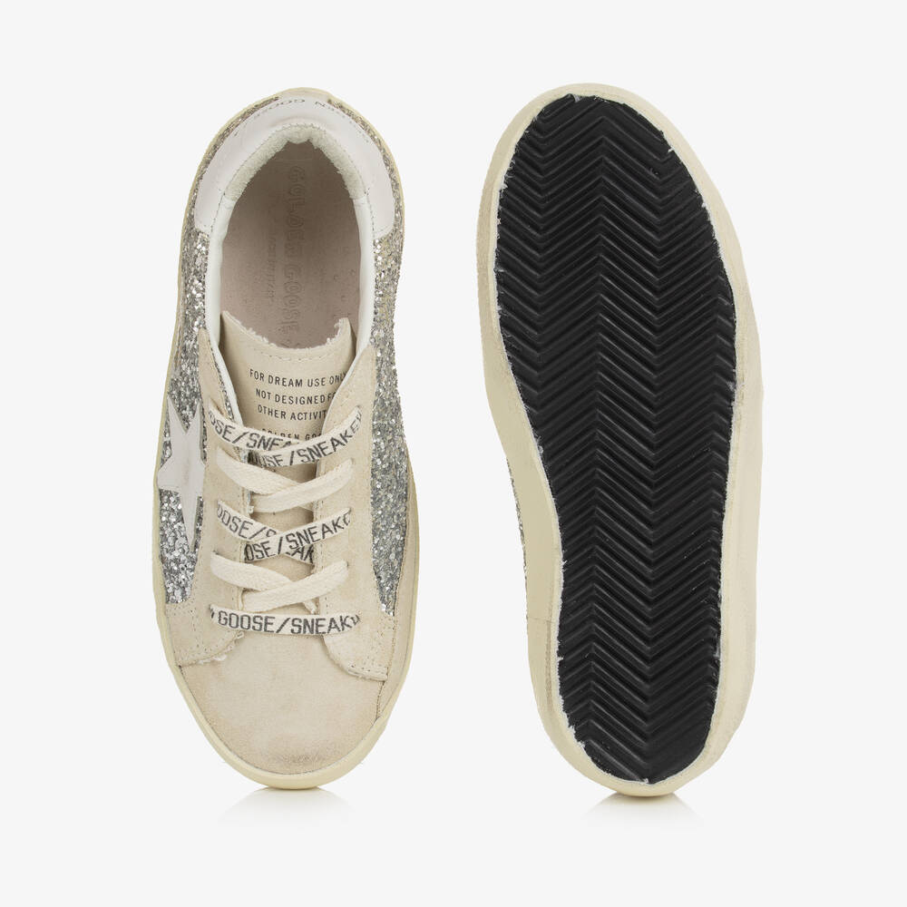 Golden Goose-Girls Silver & Gold Glitter Super-Star Trainers | Childrensalon