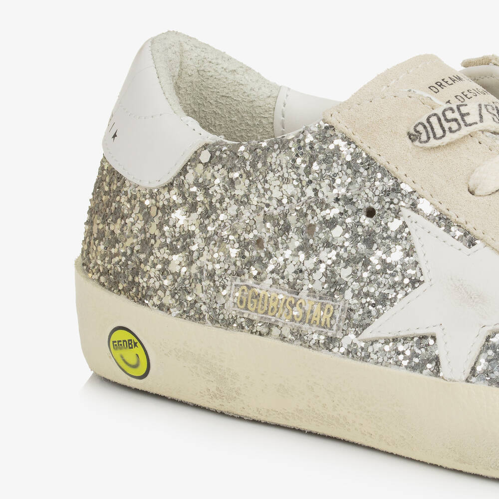 Golden Goose-Girls Silver & Gold Glitter Super-Star Trainers | Childrensalon