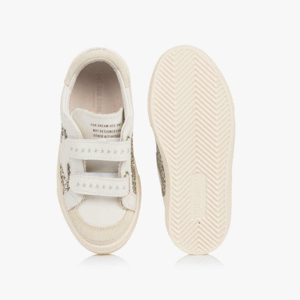 Golden Goose-Girls White Glitter & Leather May Trainers | Childrensalon