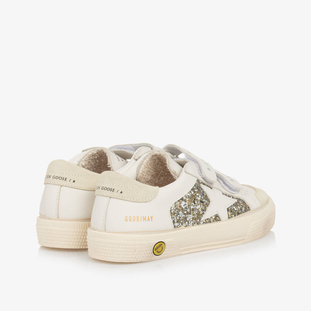 Golden Goose-Girls White Glitter & Leather May Trainers | Childrensalon