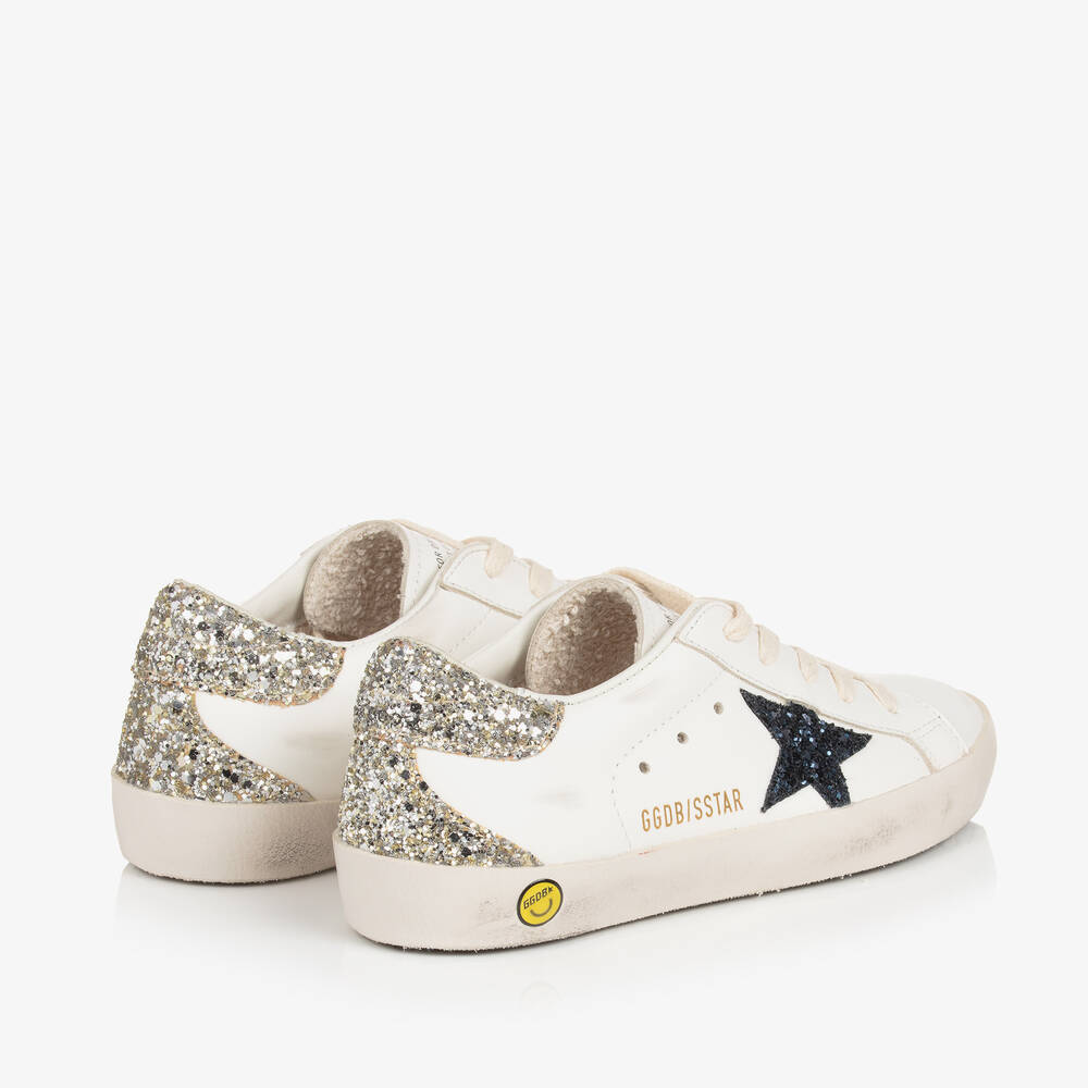 Golden Goose - Girls White Leather & Glitter Super-Star