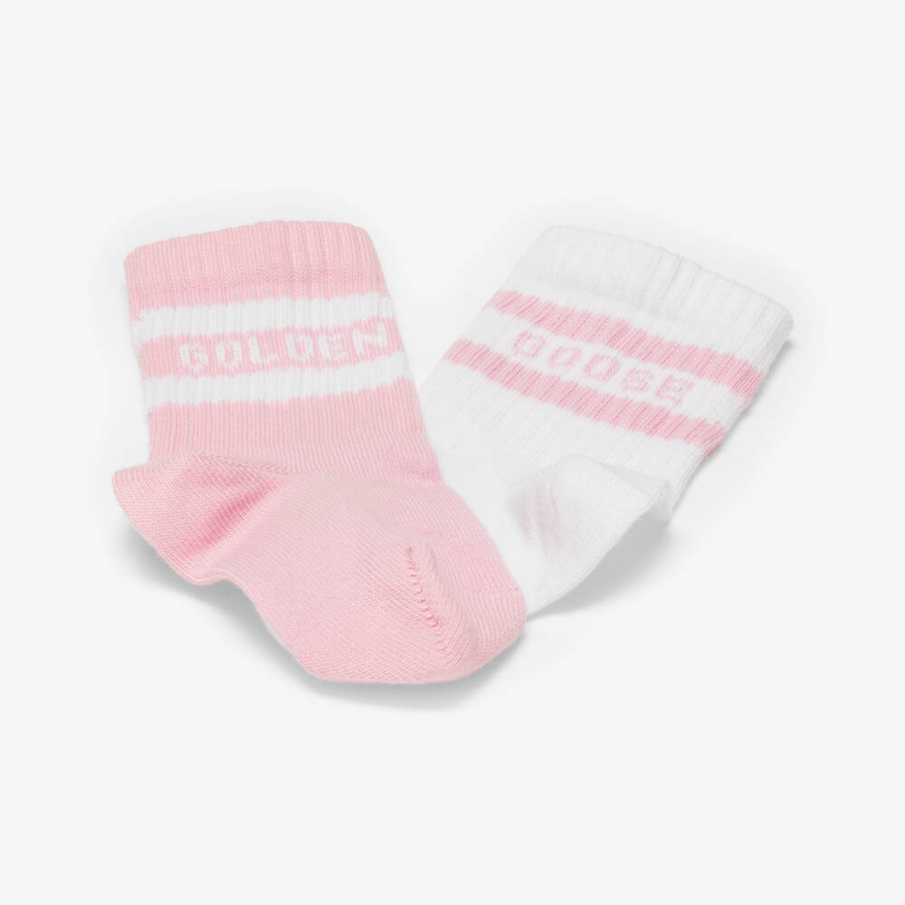 Golden Goose-حذاء رياضي جلد لون أبيض مع جوارب للبنات الرضع  | Childrensalon