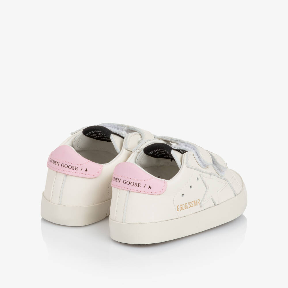 Golden Goose-حذاء رياضي جلد لون أبيض مع جوارب للبنات الرضع  | Childrensalon
