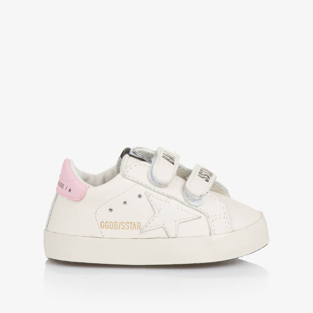 Golden Goose-حذاء رياضي جلد لون أبيض مع جوارب للبنات الرضع  | Childrensalon