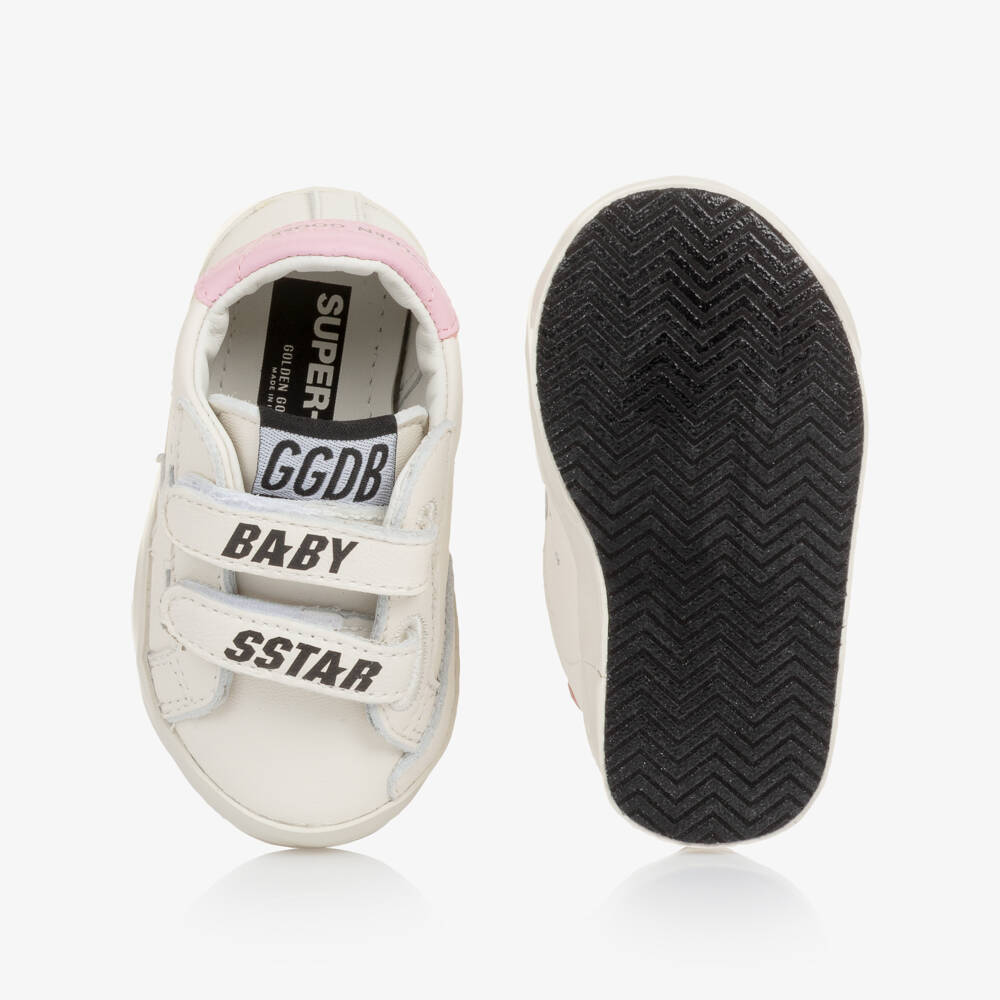 Golden Goose-حذاء رياضي جلد لون أبيض مع جوارب للبنات الرضع  | Childrensalon