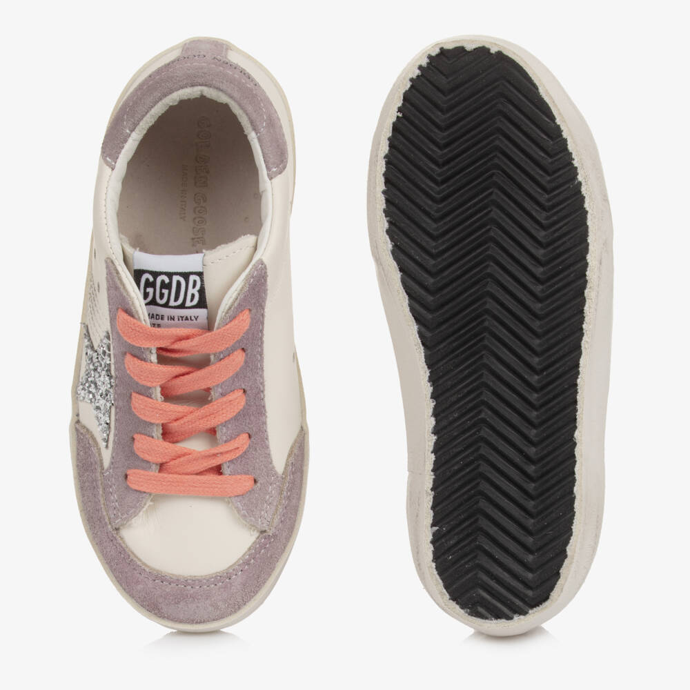 Golden Goose-Girls White Leather Super-Star Penstar Trainers | Childrensalon