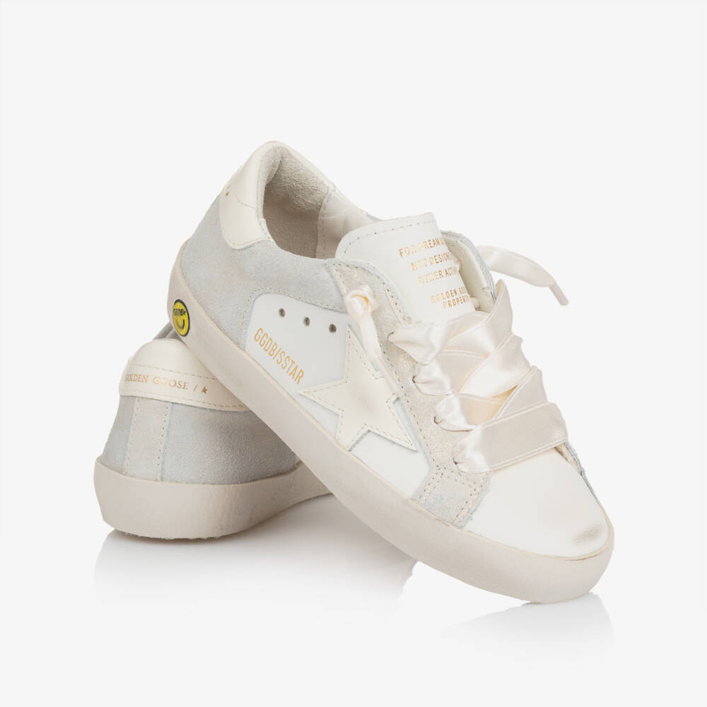 Golden Goose-حذاء رياضي لون أبيض وفضي للبنات  | Childrensalon