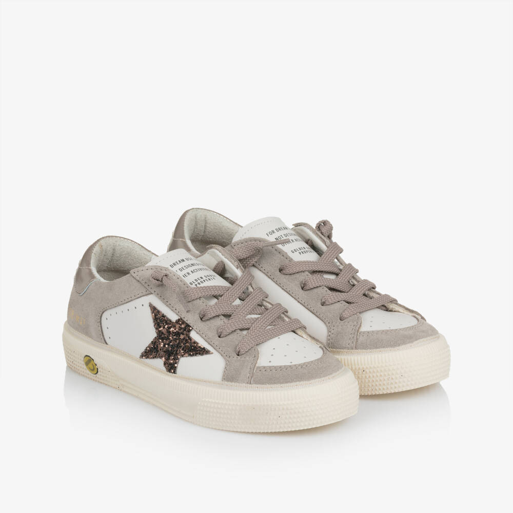 Golden Goose-حذاء رياضي جلد لون أبيض للبنات | Childrensalon