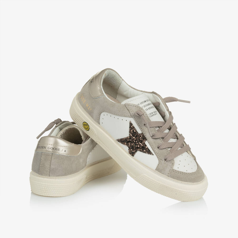 Golden Goose-حذاء رياضي جلد لون أبيض للبنات | Childrensalon