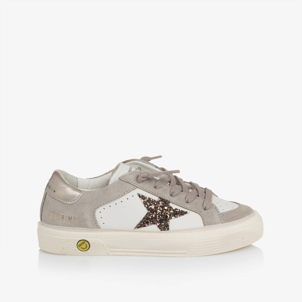 Golden Goose-حذاء رياضي جلد لون أبيض للبنات | Childrensalon