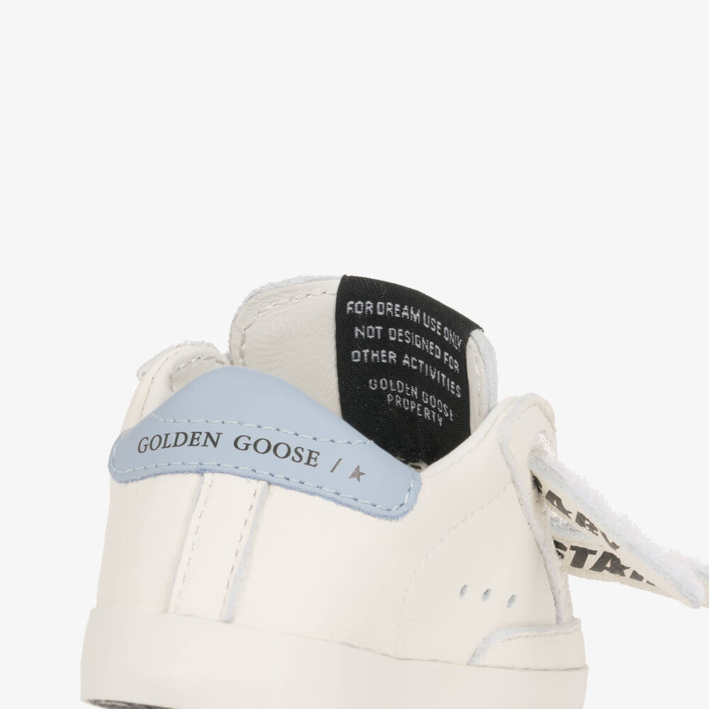 Golden Goose-White & Blue Leather Pre-Walker Trainers and Socks Set | Childrensalon