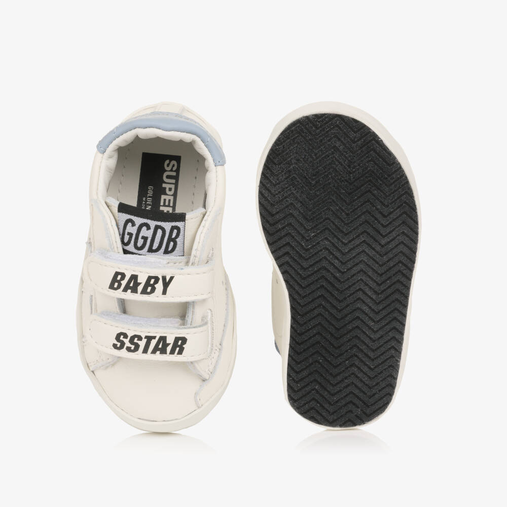 Golden Goose-White & Blue Leather Pre-Walker Trainers and Socks Set | Childrensalon