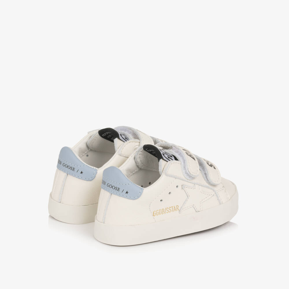Golden Goose-White & Blue Leather Pre-Walker Trainers and Socks Set | Childrensalon