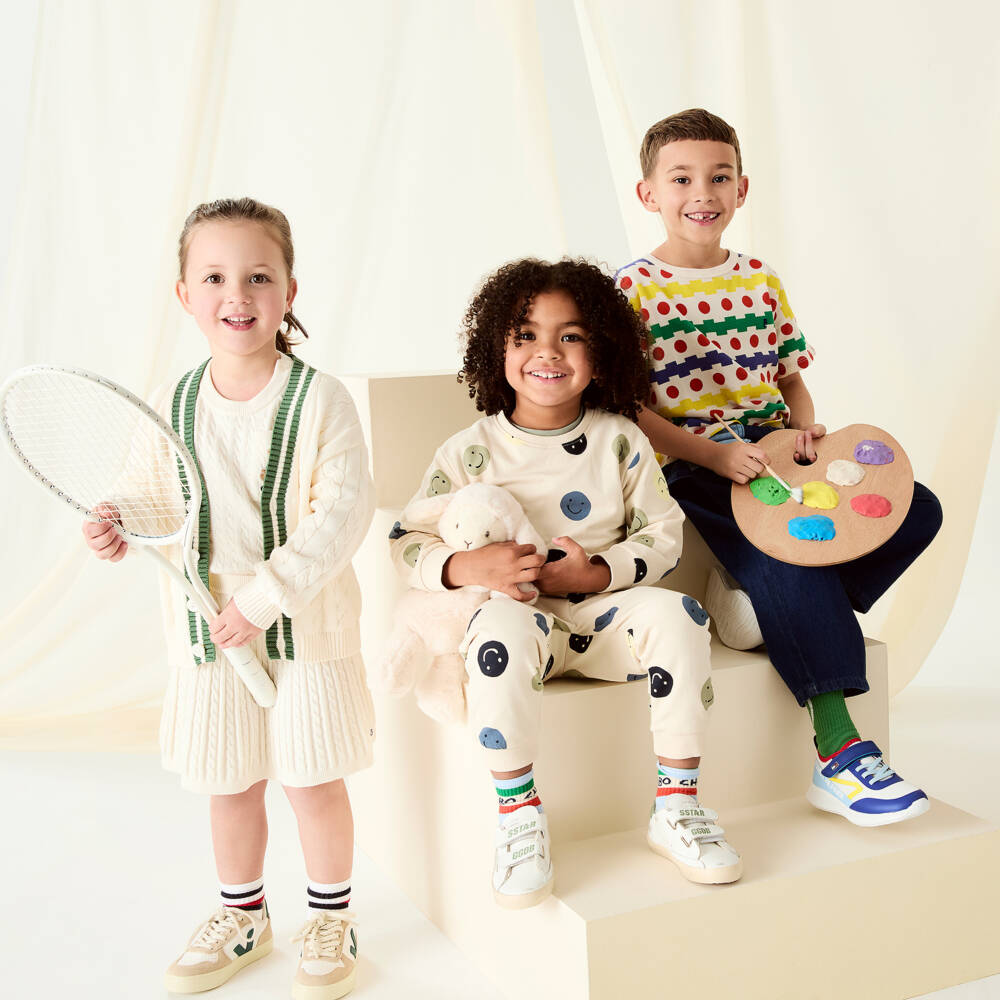 Golden Goose-White & Green Old School Leather Trainers | Childrensalon