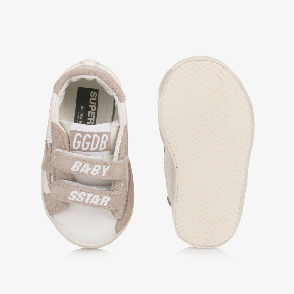 Golden Goose-White Leather & Pink Suede Pre-Walker Trainers | Childrensalon