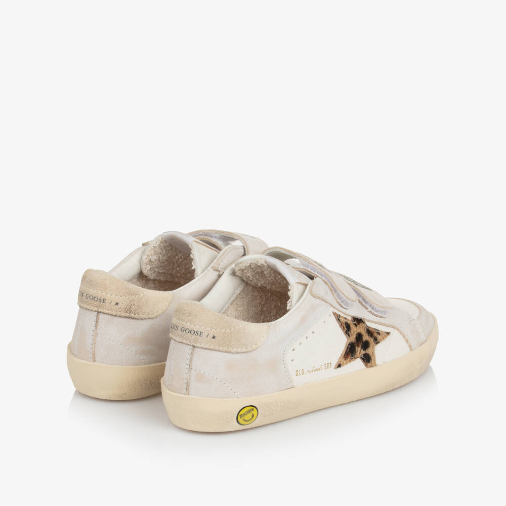 Golden Goose-White & Pale Grey Leather Old School Trainers | Childrensalon