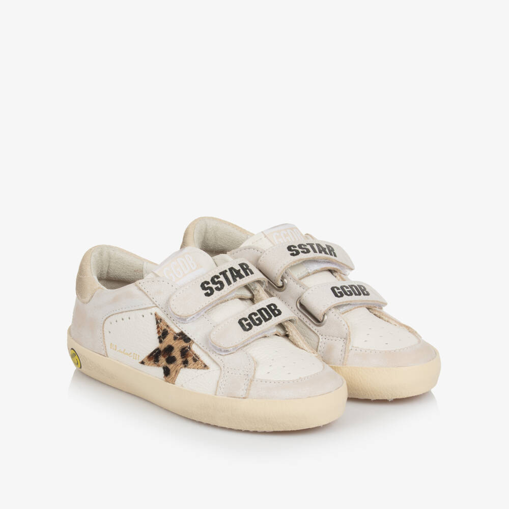 Golden Goose-White & Pale Grey Leather Old School Trainers | Childrensalon