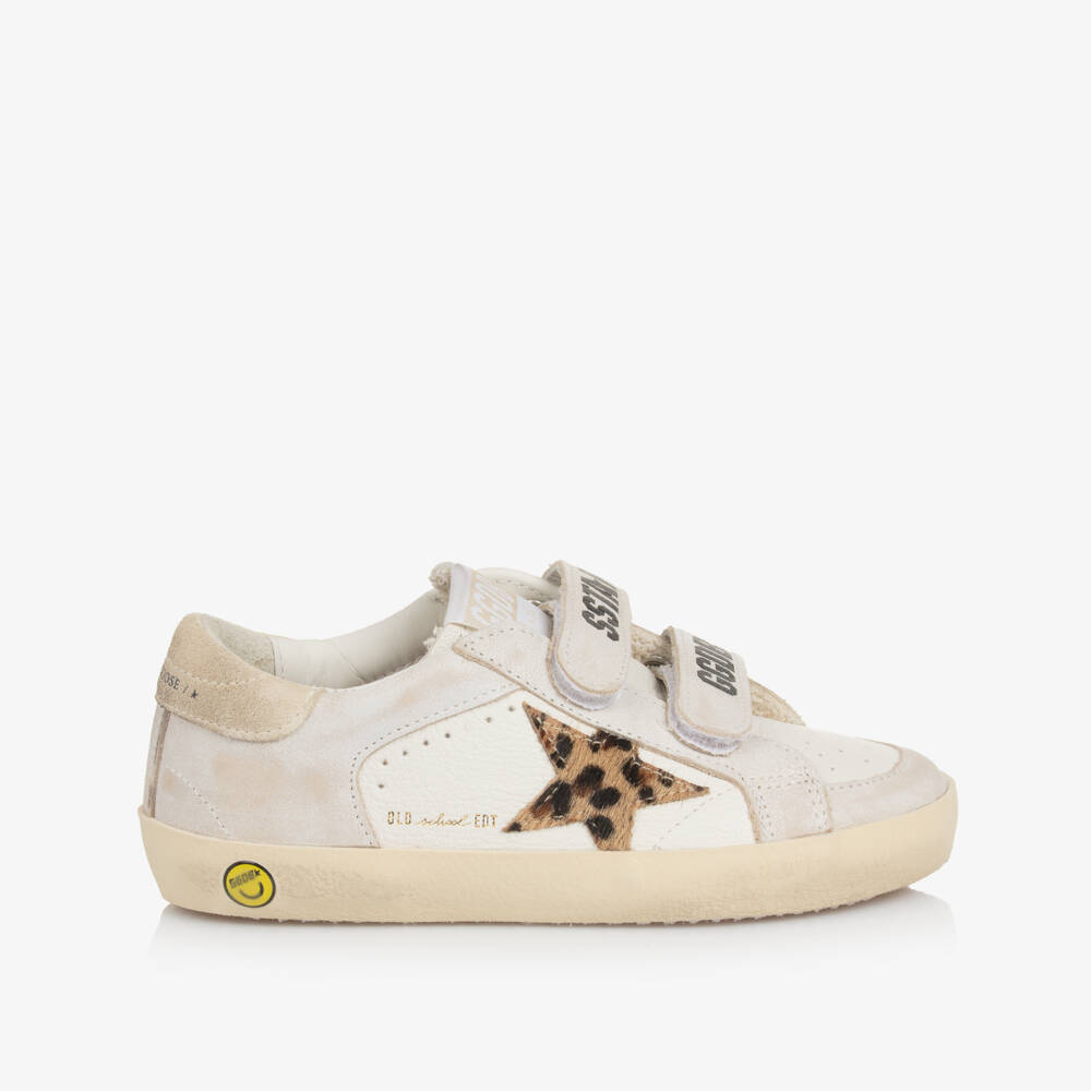 Golden Goose-White & Pale Grey Leather Old School Trainers | Childrensalon