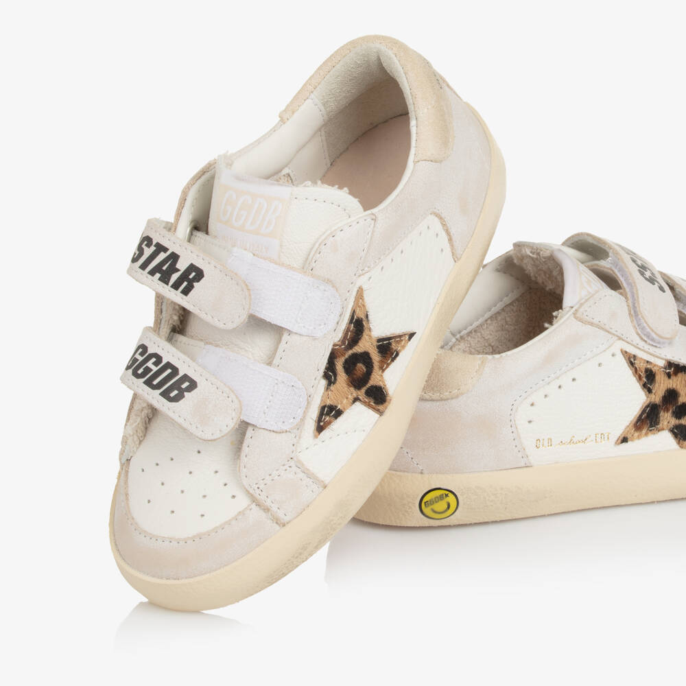 Golden Goose-White & Pale Grey Leather Old School Trainers | Childrensalon