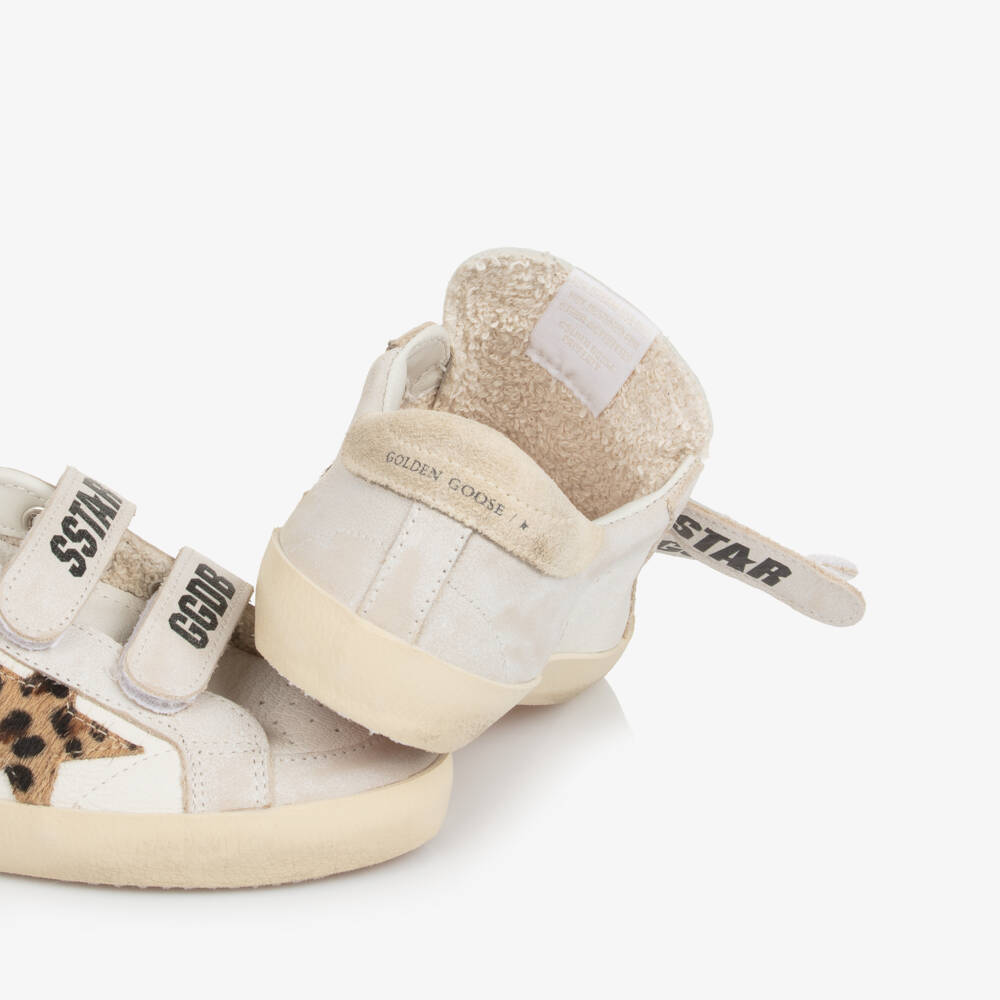 Golden Goose-White & Pale Grey Leather Old School Trainers | Childrensalon