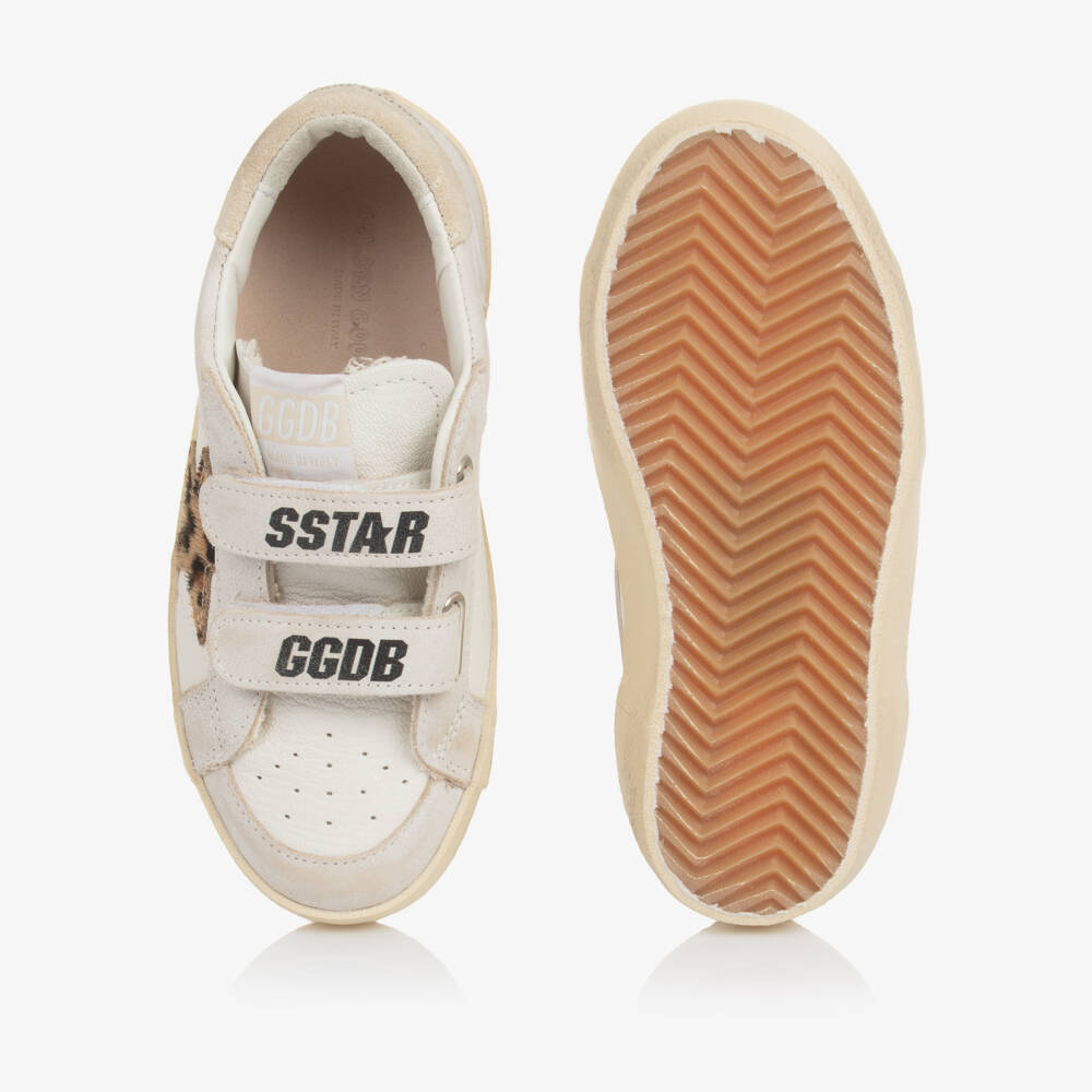 Golden Goose-White & Pale Grey Leather Old School Trainers | Childrensalon