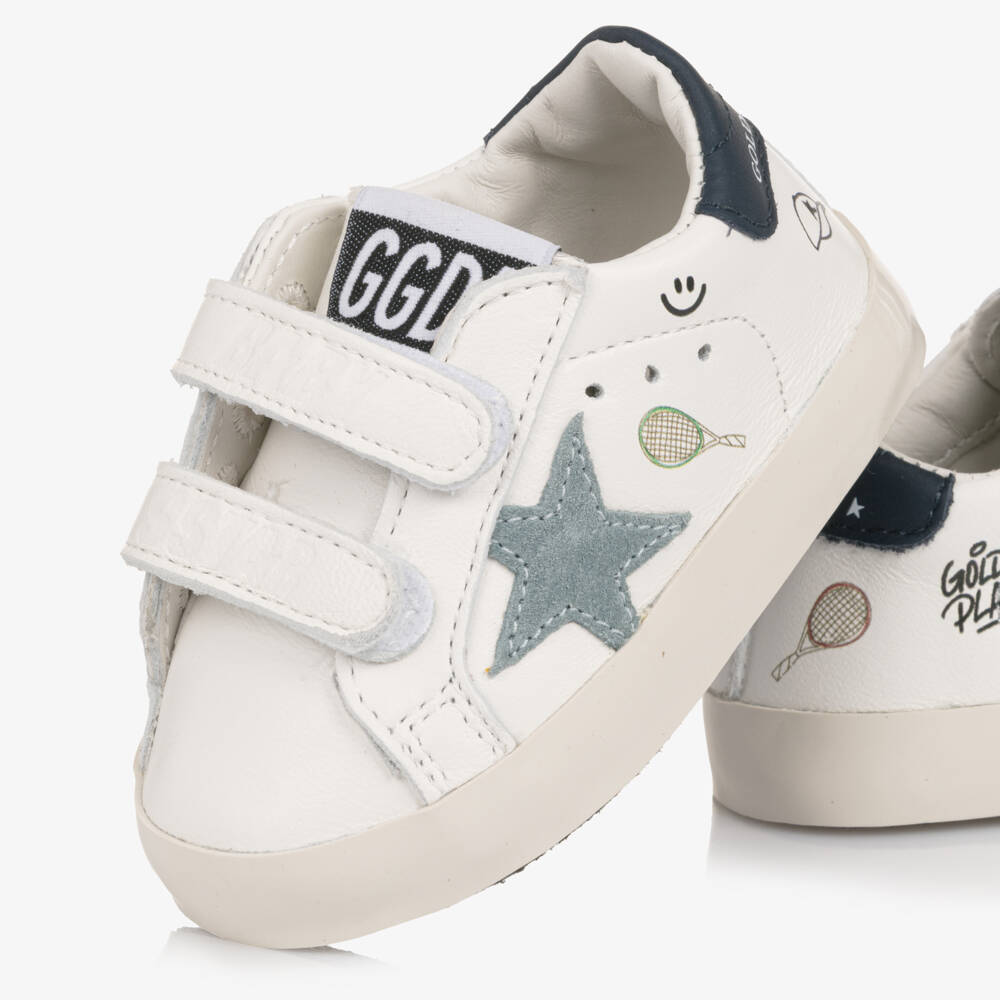 Golden Goose-White Star Print Leather Pre-Walker Trainers | Childrensalon